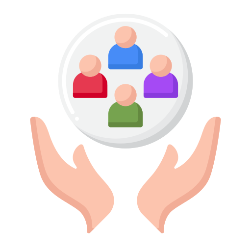Ícone representando orientação de grupos, pessoas reunidas