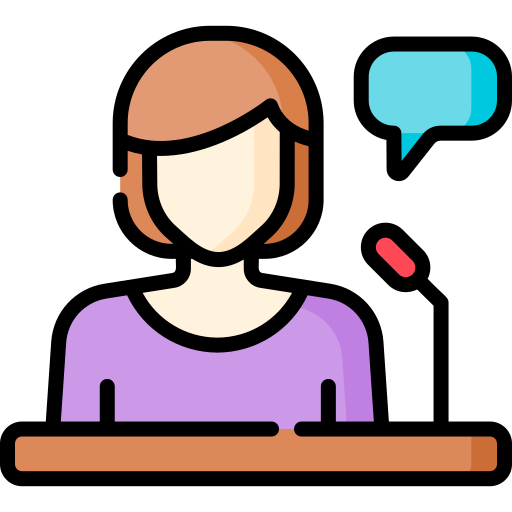 Ícone representando palestra, microfone em destaque